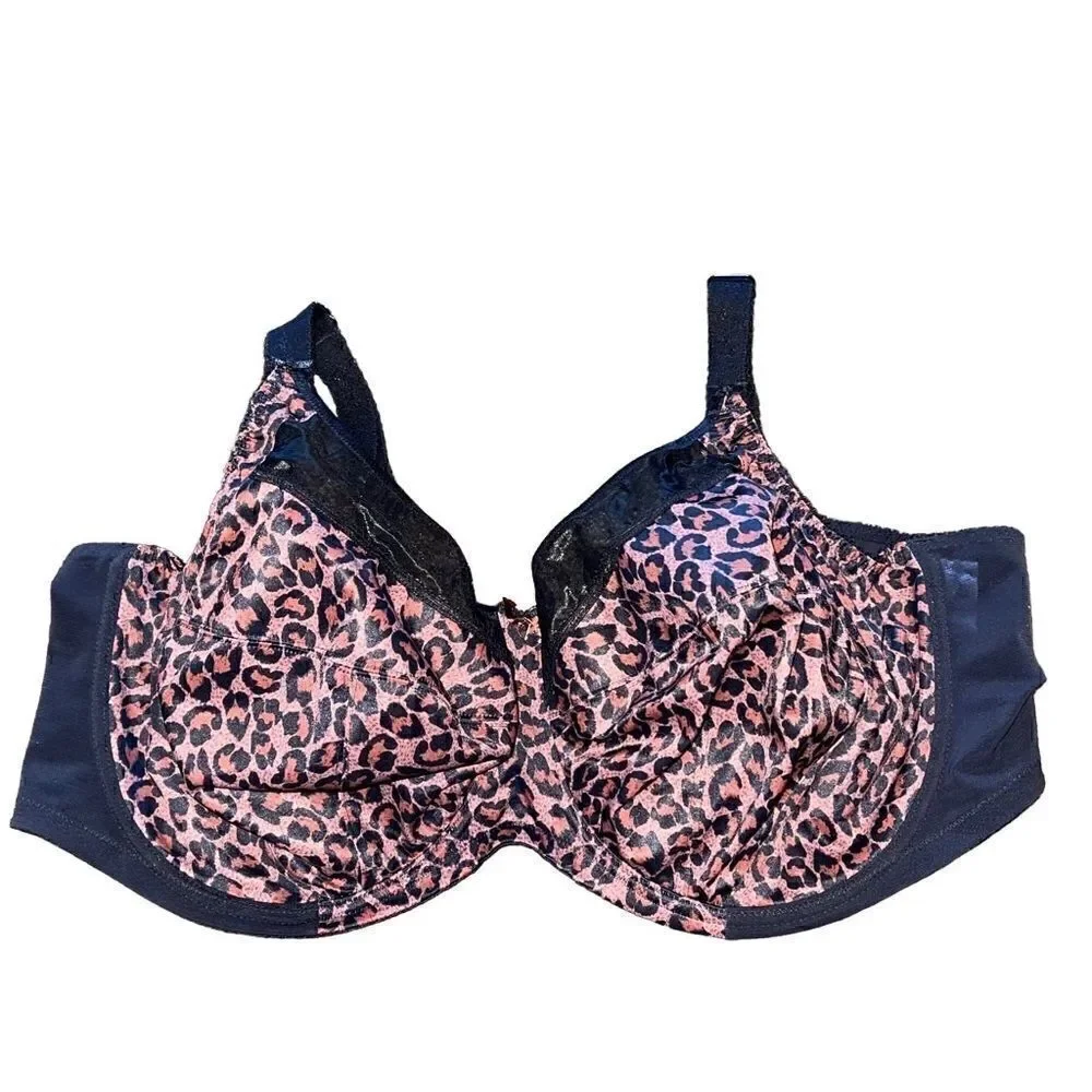 Goddess Bra- Kayla Full Cup Animal Cheetah Print Bra Plus Size Bra, Size 46H